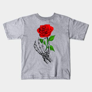 skeleton holding a rose Kids T-Shirt